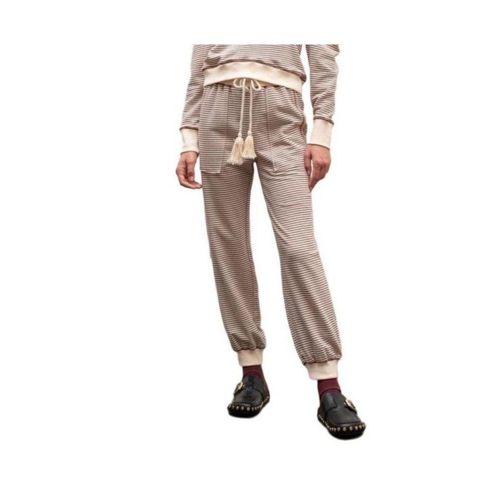 Anthropology Casual Striped Beige Joggers